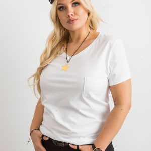 Wholesale White V-neck T-shirt PLUS SIZE