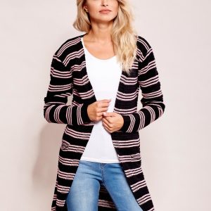 Wholesale Black and pink open stripe sweater