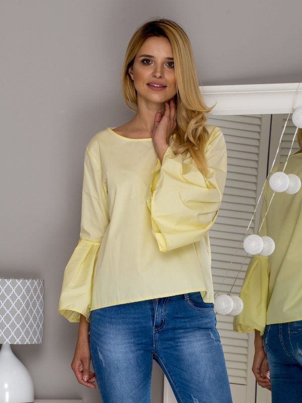 Wholesale Women's blouse with wide sleeves yellow