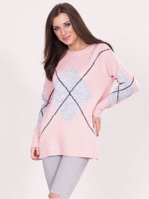 Wholesale Light pink jumper with diamonds