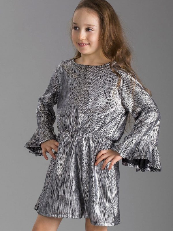 Wholesale Silver Striped Girl Dress