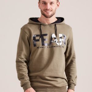 Wholesale Men's hoodie with khaki print