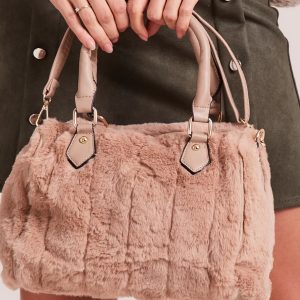 Wholesale Beige fur handbag