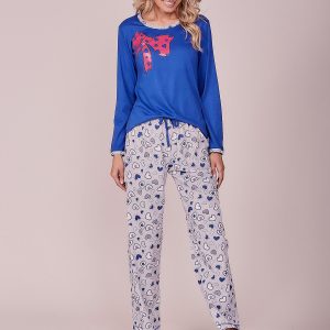 Wholesale Dark Blue Cotton Printed Pyjamas