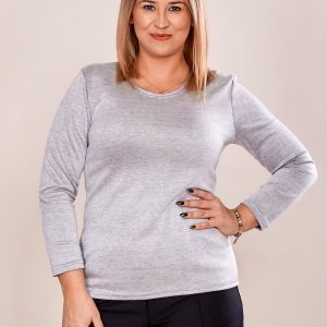 Wholesale Gray plain blouse basic PLUS SIZE