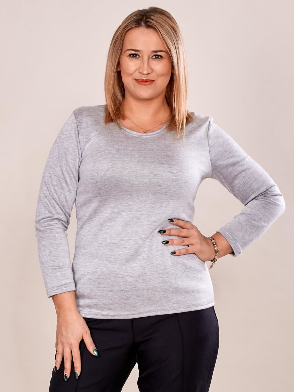 Wholesale Gray plain blouse basic PLUS SIZE