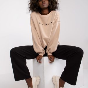 Wholesale Beige Hoodless Sweatshirt with Miley Embroidery