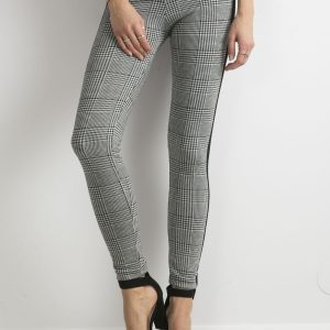 Wholesale White and black checkered leggings with stripes