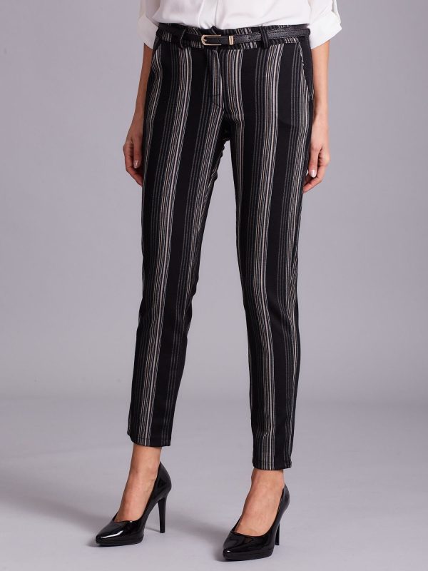 Wholesale Black trousers with beige stripes