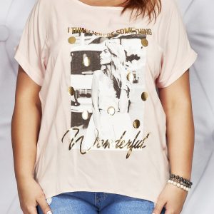 Wholesale Pale pink t-shirt with photo print