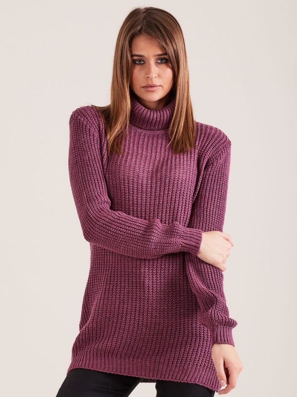 Wholesale Purple turtleneck sweater