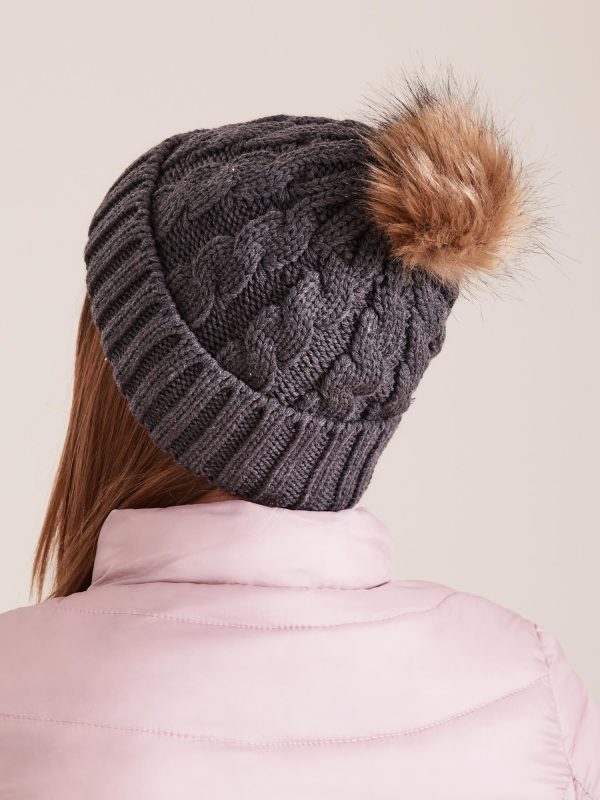 Wholesale Dark Grey Women's Hat with Tassel