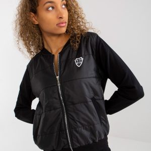 Wholesale Black quilted bomber jacket with pockets RUE PARIS