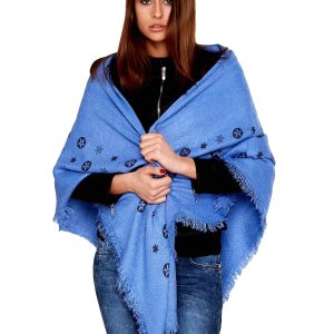 Wholesale Blue scarf with floral print