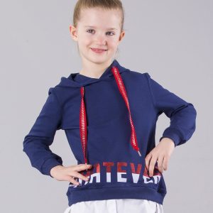 Wholesale Navy blue girl hoodie with shirt