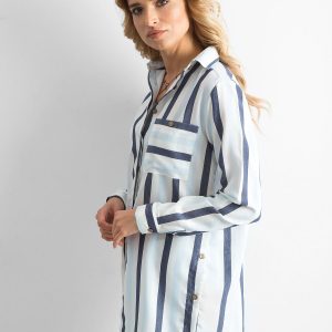 Wholesale Blue Striped Shirt Tunic