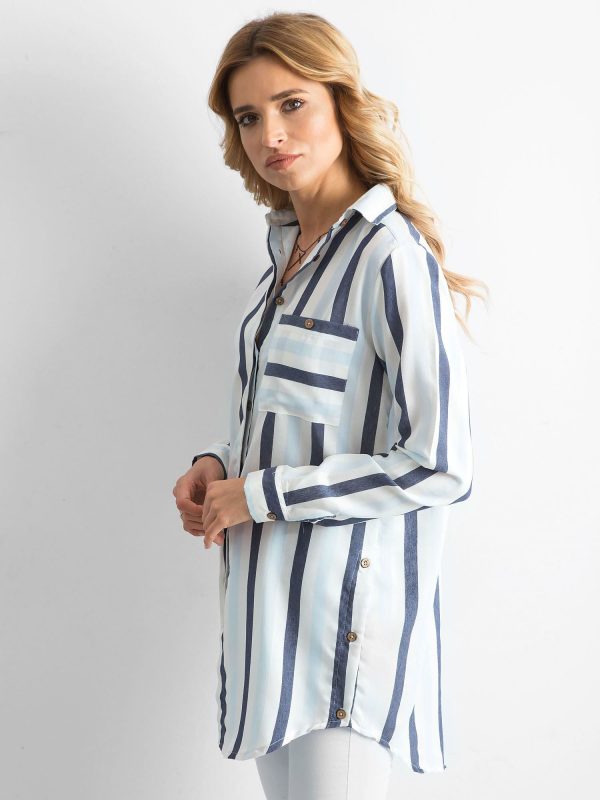 Wholesale Blue Striped Shirt Tunic