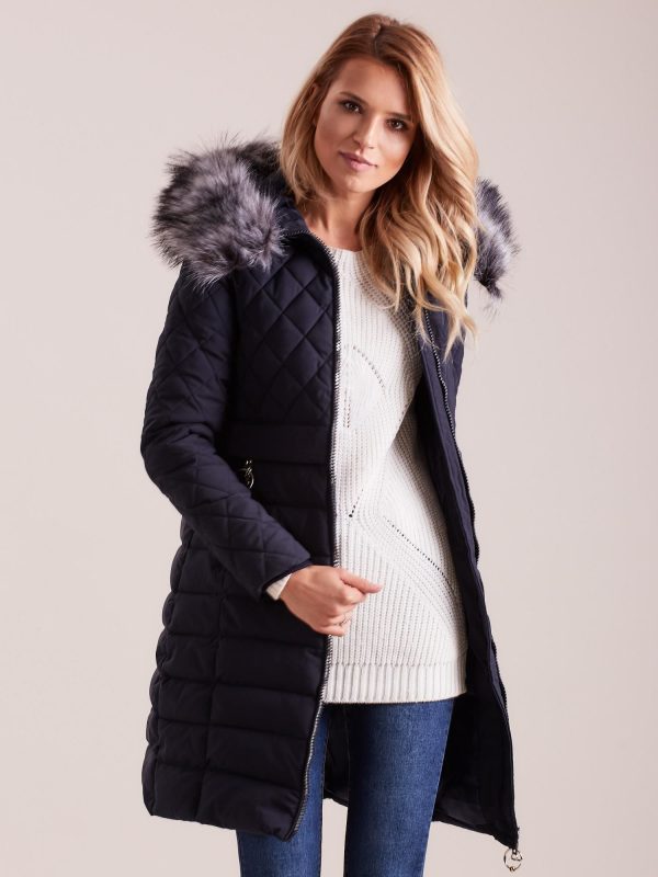 Wholesale Dark Blue Quilted Winter Jacket