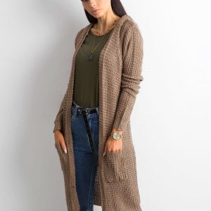 Wholesale Brown Long Knitted Sweater