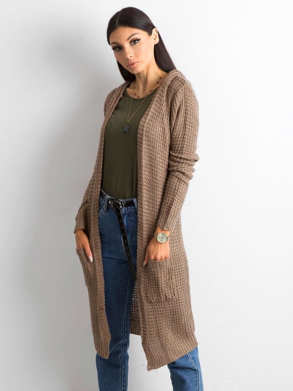 Wholesale Brown Long Knitted Sweater