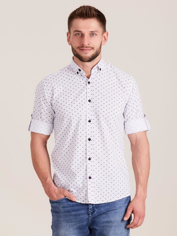 Wholesale Men's white shirt with fine patterns