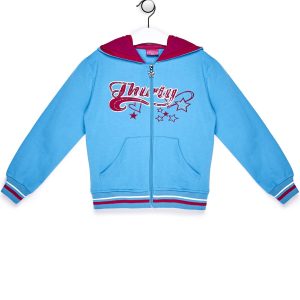 Wholesale Blue sweatshirt for girl with colorful print