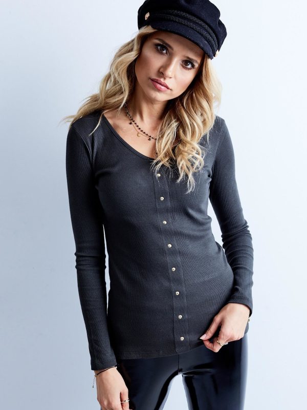 Wholesale Ribbed graphite blouse