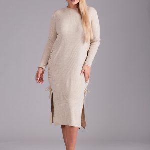 Wholesale Plus Size Beige Knitted Dress