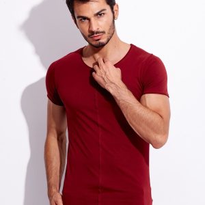 Wholesale Burgundy t-shirt for men with back