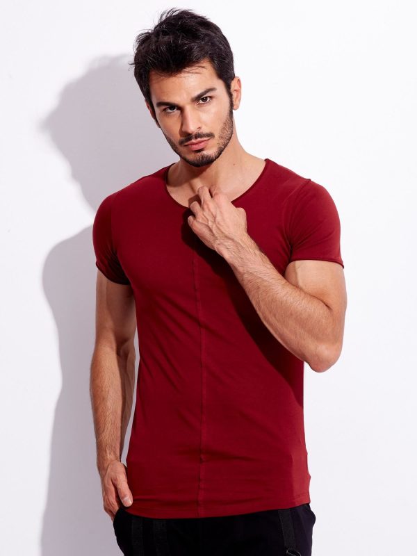 Wholesale Burgundy t-shirt for men with back