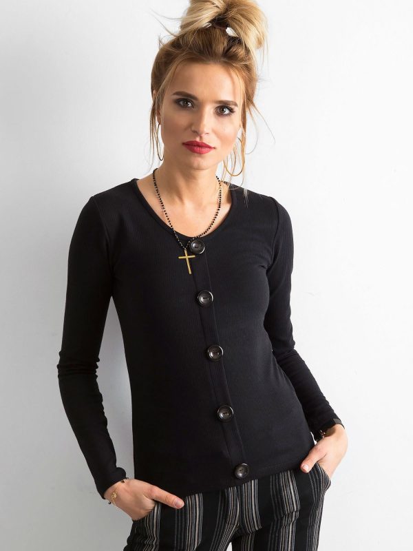 Wholesale Black striped blouse with buttons