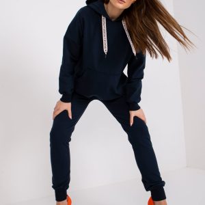 Wholesale Navy blue sweatshirt set with hood Alejandra