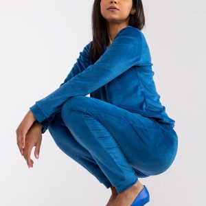 Wholesale Blue velour set with trousers Clarisa RUE PARIS