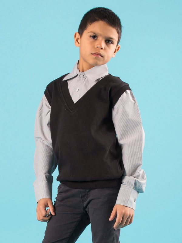 Wholesale Black Elegant Boy's Hoodie with Shirt