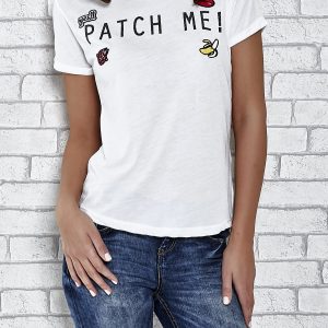 Wholesale White t-shirt with the inscription PATCH ME