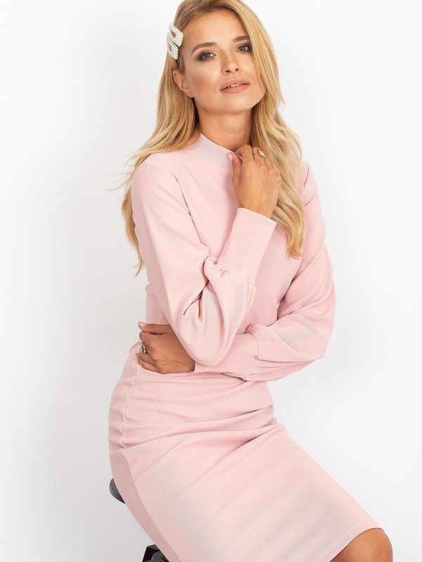 Wholesale Pale pink long sleeve dress