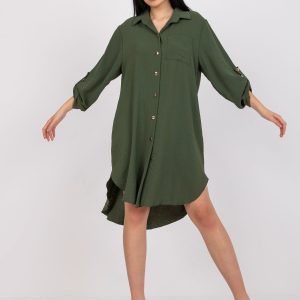 Wholesale Khaki dress with roll-up sleeves