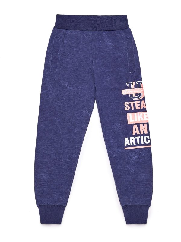 Wholesale Navy blue sweatpants for girl with text print