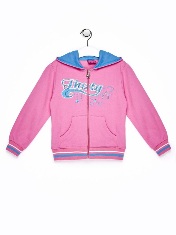 Wholesale Light pink sweatshirt for girl with colorful print