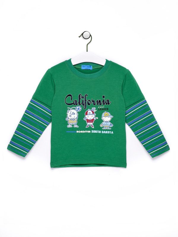 Wholesale Green boy blouse with the inscription CALIFORNIA