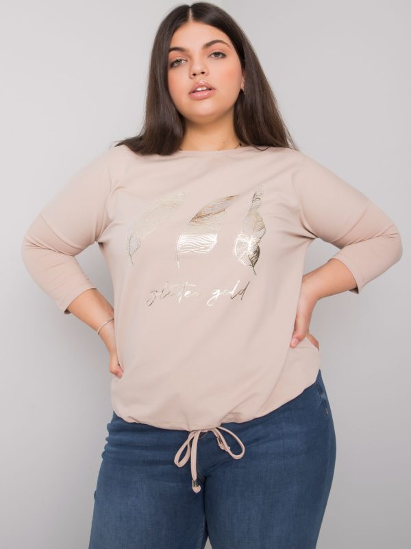 Wholesale Beige plus size blouse with Sarah print