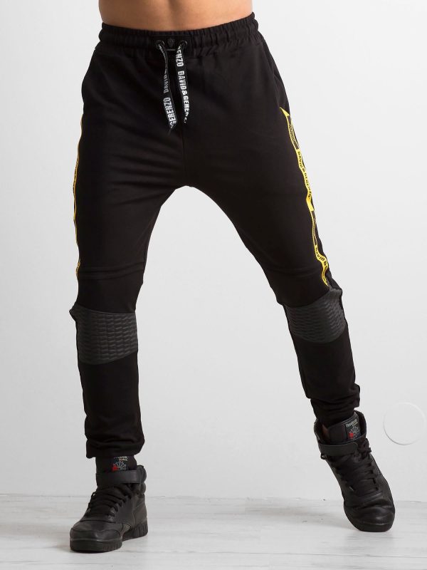 Wholesale Black men's sweatpants with inscriptions