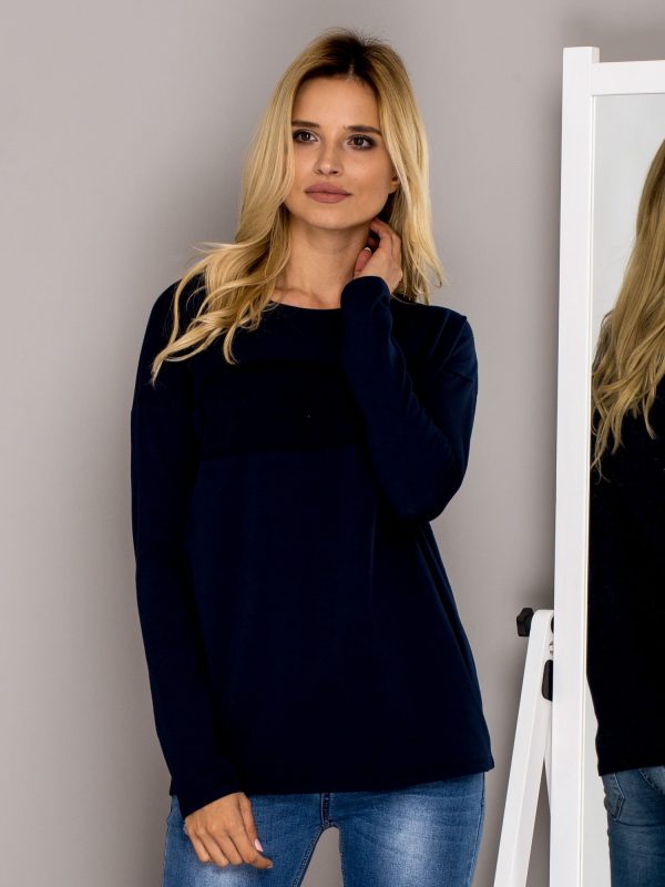 Wholesale Navy blue blouse with convex lettering