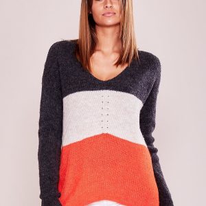 Wholesale Tricolor V-neck sweater