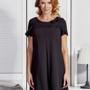 Wholesale Black dress with contrafold