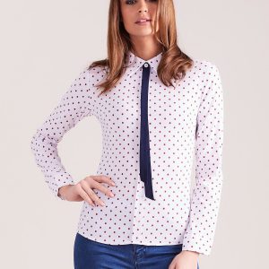 Wholesale White shirt with red dots with tie