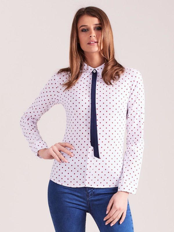 Wholesale White shirt with red dots with tie