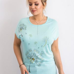 Wholesale Light blue T-shirt for women with plus size print