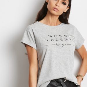 Wholesale Grey t-shirt with the inscription MORE TALENT LESS EGO