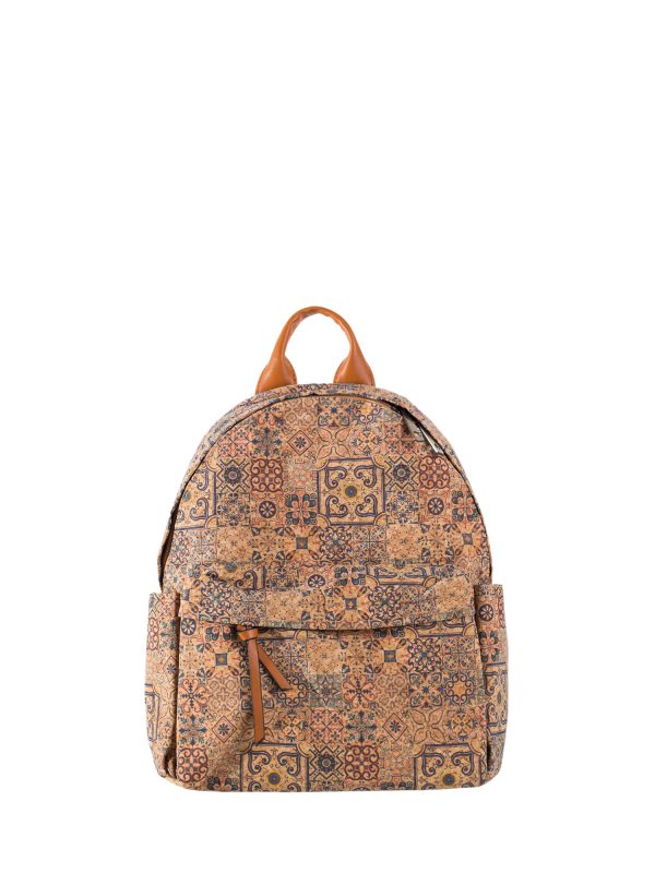 Wholesale Light Blue Roomy Cork Backpack with Patterns
